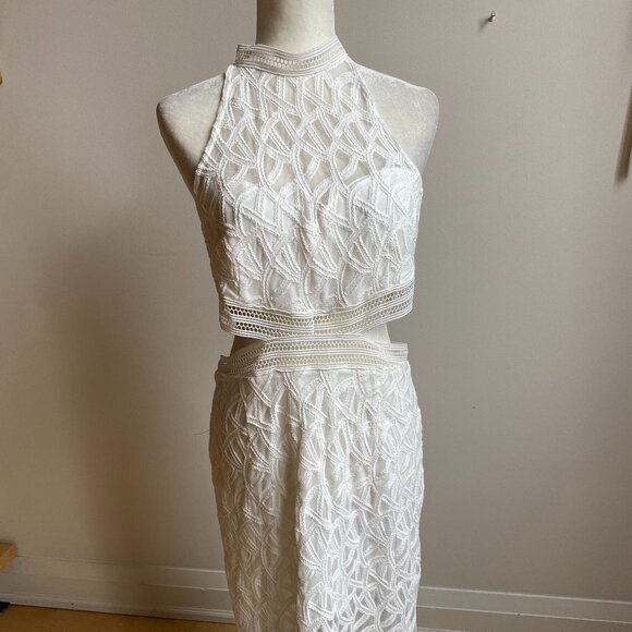 BARDOT BNWT Women Lace Cut Out Midi Dress New White - Picture 3 of 12
